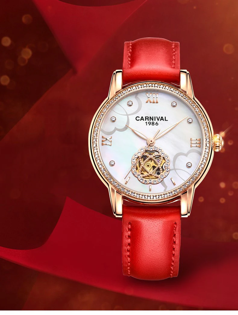 Модные женские наручные часы Tourbillon автоматические часы женские карнавальные механические часы MIYOTA кожаный ремешок светящийся Relogio femenino