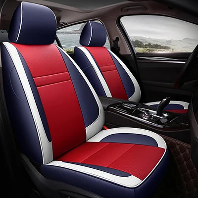 Пользовательские кожаные чехлы для автомобильных сидений для vw golf 4 5 VOLKSWAGEN polo 6r 9n passat b5 b6 b7 Tiguan аксессуары чехлы для сидений автомобиля - Название цвета: blue red