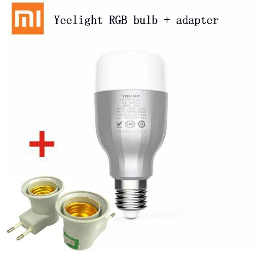 XiaoMi Yee светильник, цветная лампа E27, умное приложение, wifi, пульт дистанционного управления, умный светодиодный светильник RGB/Цветная температура, романтическая лампа - Цвет: Color with adapter