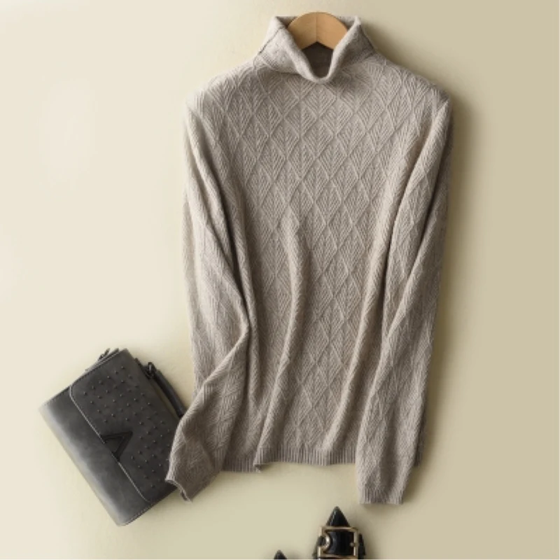 2018 Women Spring Autumn New Designer Fashion Cashmere Wool Sweaters and Pullovers Turtleneck Solid Casual Knitted Jumpers Top | Женская