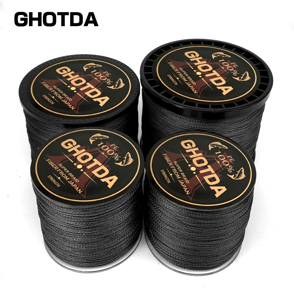 GHOTDA 4 нитей лески черный Комплексная плетеный провод для ловли карпа морской