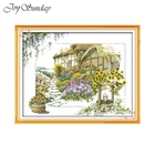 Набор для вышивания крестиком Joy Sunday, напечатанный на холсте узор Вилла с цветами, 11CT 14CT, набор для рукоделия DMC, набор для рукоделия
