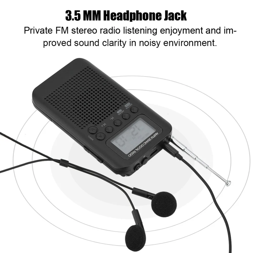 Мини ЖК цифровой FM/AM радио динамик дисплей времени 2 диапазона стерео тюнинга