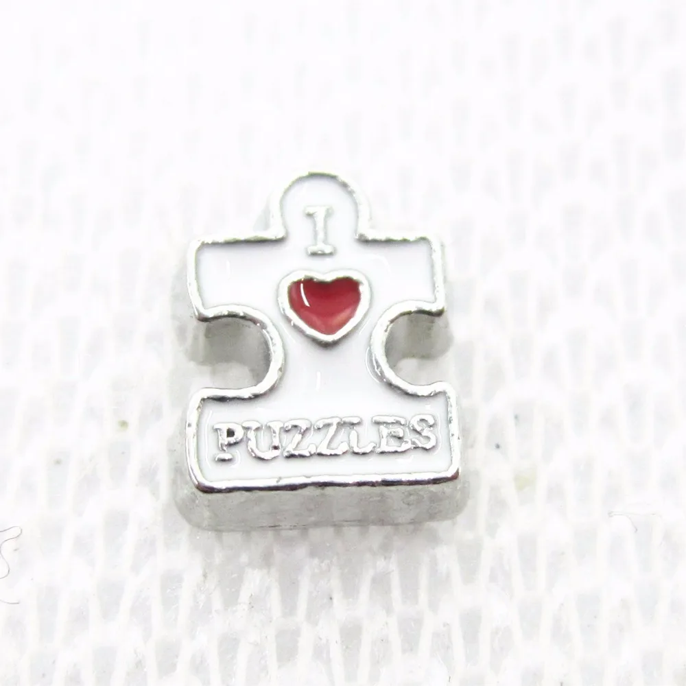 Новинка 20 шт./лот I love puzzles плавающие амулеты живое стекло память плавающий