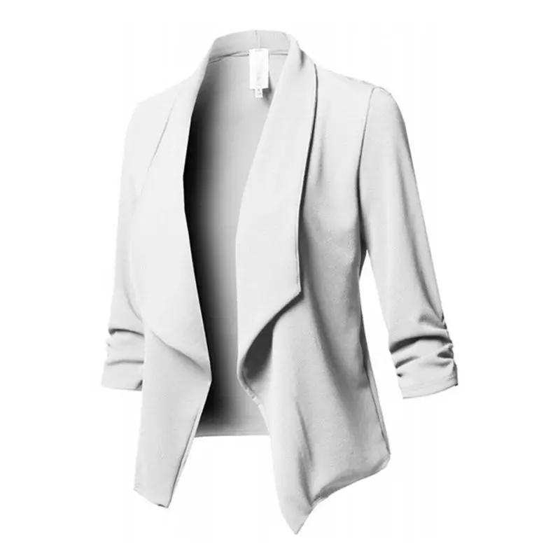 Womens Three-Quarter Sleeve Office Lapel Coat Open Front Cardigan Jacket Solid W729 | Женская одежда