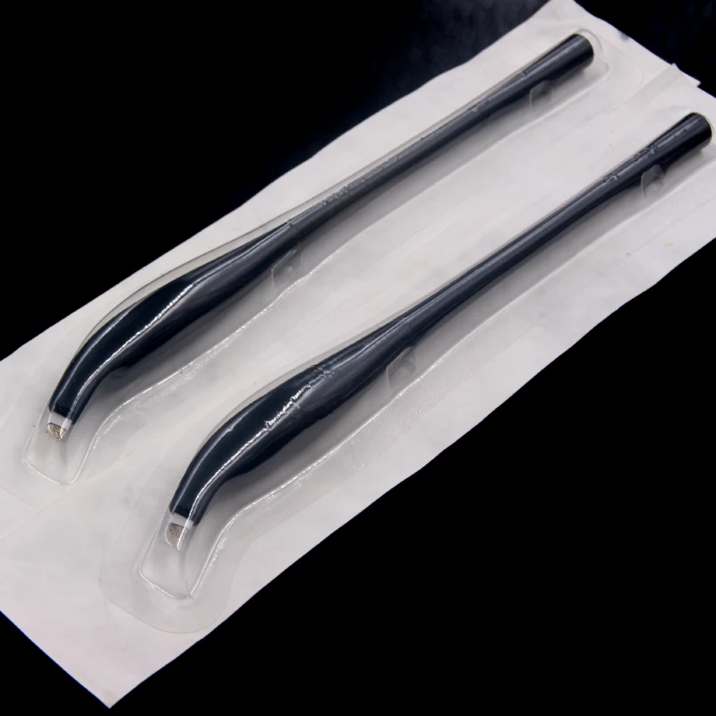 10pcs Disposable Microblading Manual Pen With Eyebrow Needles Tattoo Permanent Makeup 14F Shape Blades |
