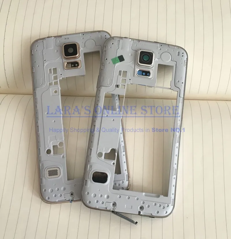 

Original Middle Plate Frame Bezel + Side Button Housing Chassis For Samsung Galaxy S5 G900 USB Dust Plug with Small Parts