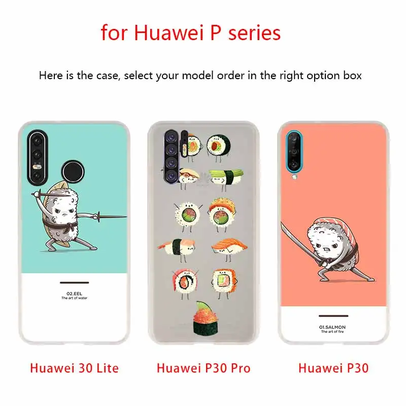 Чехол NAYIDA для японских суши силиконовый мягкий чехол из ТПУ Huawei P30 P40 P20 Pro P10 P9 Lite P