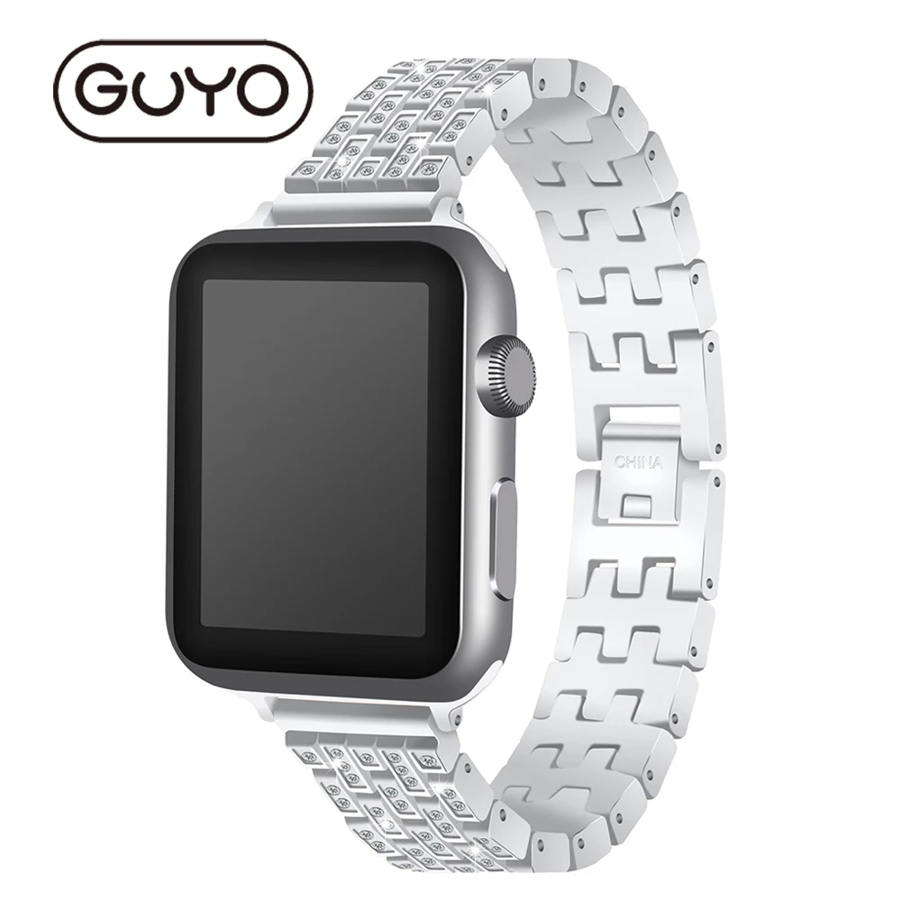 Женские часы из нержавеющей стали ремешок для Apple Watch с кристаллами и стразами 38