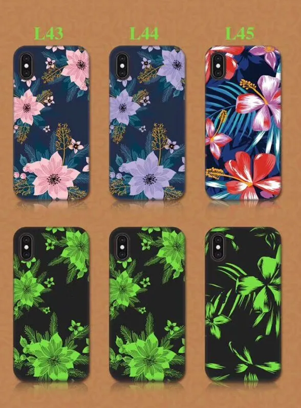 Hot Glow in the Dark Black Flower Floral Soft TPU Skin Cases For iPhone XS Max XR X 7 Plus 8 luminous fundas Coque |