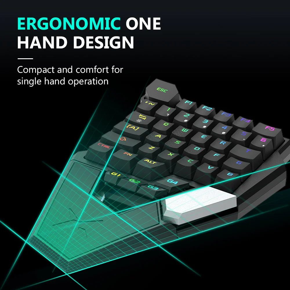 DELUX T6 Одноручные механические игровые клавиатуры складной RGB 39 ключ полностью программируемая Проводная клавиатура для ноутбука PC Gamer