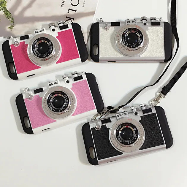 Fashion Camera 3D Tumblr Case with Strap For iPhone 7 7Plus 6 6s 6Plus Plus Back Cover Mobile 3d Phone iPhone8 8Plus |