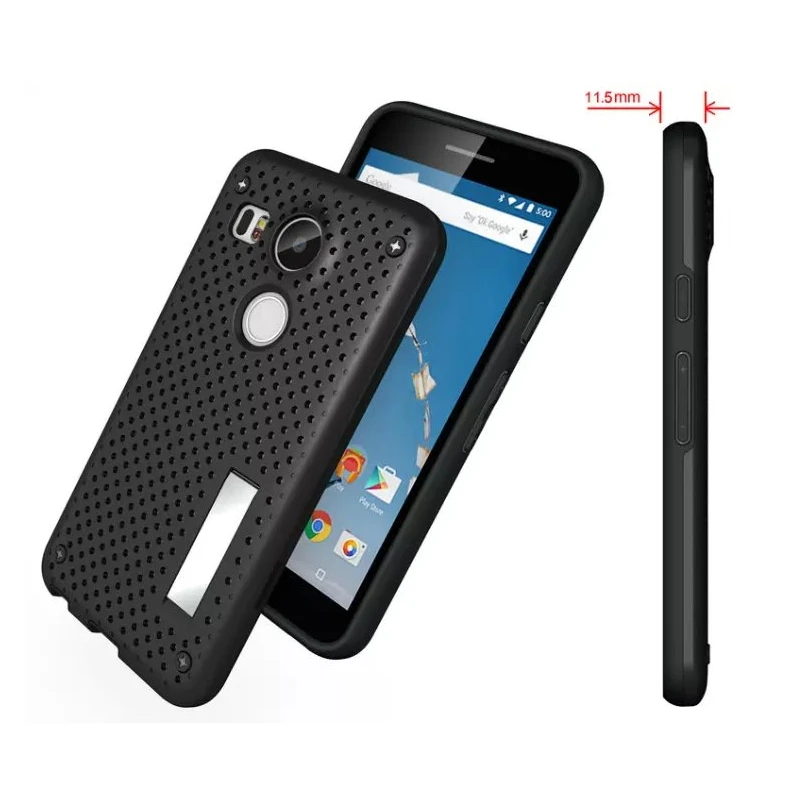 Premium TPU+PC Hybrid Slim Net Stand Back Cover Phone Case for LG Nexus 5X |