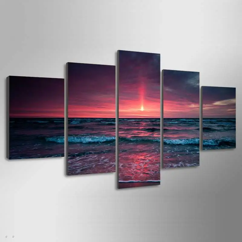 Hd Printed Beach Sea Group Painting Canvas Print Room Decor Poster Picture Free Shipping/90633 | Дом и сад