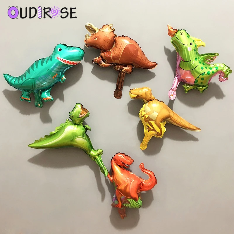OUDIROSE 1 Pcs Dinosaur Balloons Walking Round Foil Cartoon Dragon Happy Birthday Party Decor Kids Toys | Дом и сад
