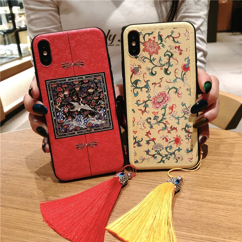 Чехол для телефона Huawei p20 pro в китайском стиле с 3D тиснением и кисточками P20 P10 mate10