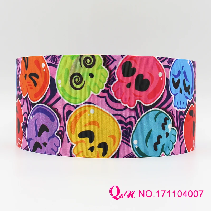 Q&ampN ribbon 16mm 22mm 25mm 38mm 50mm 75mm skull print grosgrain webbing 50yards/roll for hair tie free shipping | Дом и сад