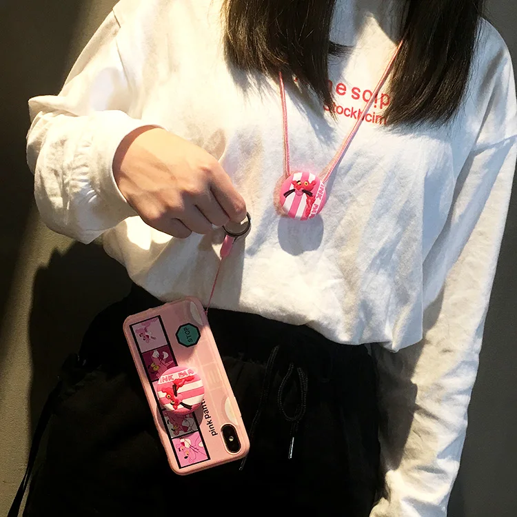 For Xiaomi Max3 phone case for Max/Max2 cat shell max3pro soft silicone back cover pink panther + removable strap |