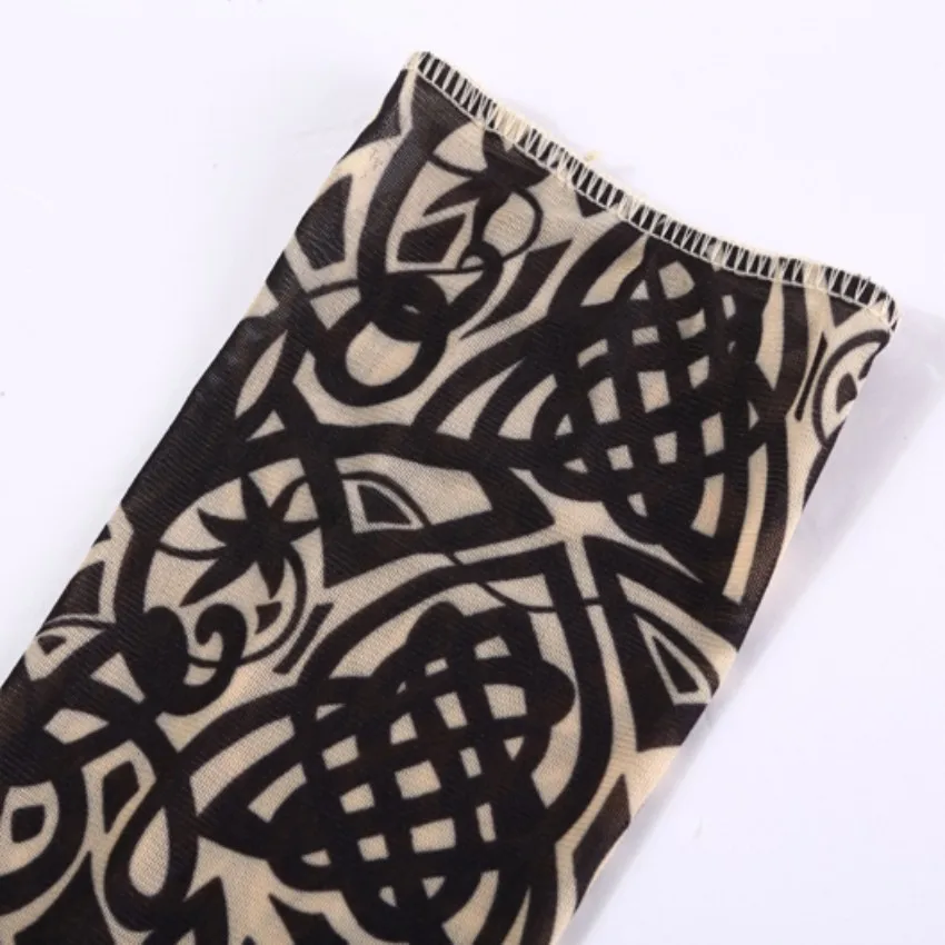 

2pcs/lot Outdoor Women Fake Temporary Tattoo Sleeves For Arm Leg Men Holloween Cool Mesh Stretchy Arm Stockings