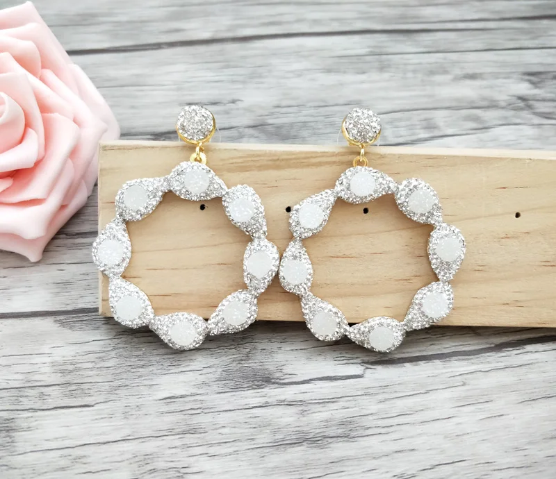 

5 Pairs Gorgeous Flower Vintage Pendants,Water drop Pave Rhinestone Crystal Zircon charm Bohemian Style Earrings For Women ER659