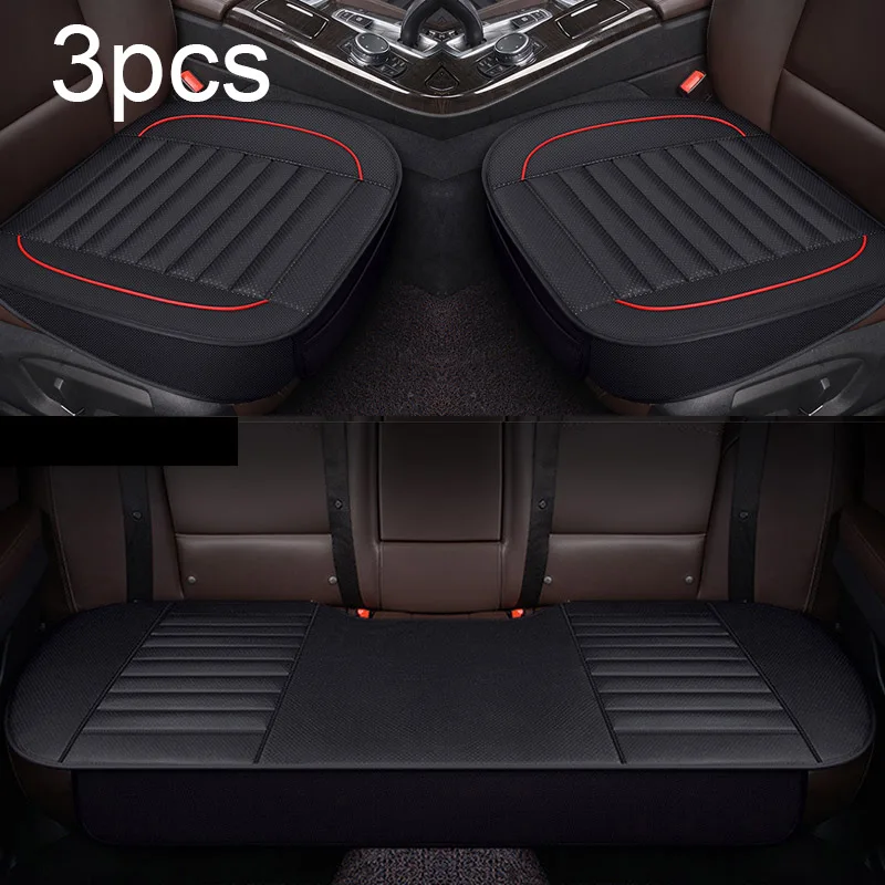 Black 1 set Automobiles Seat Cover Interior Auto Accessories PU Leather Car Seat Cover Four Seasons Universal Protector Seats Cushion Sets - Название цвета: Black 1 set