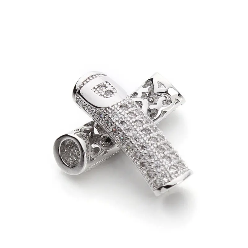 19mm Length Micro Pave Hollow Rhinestone Beads for Bracelets Bending Crystal Connector DIY Jewelry Material F3191 | Украшения и