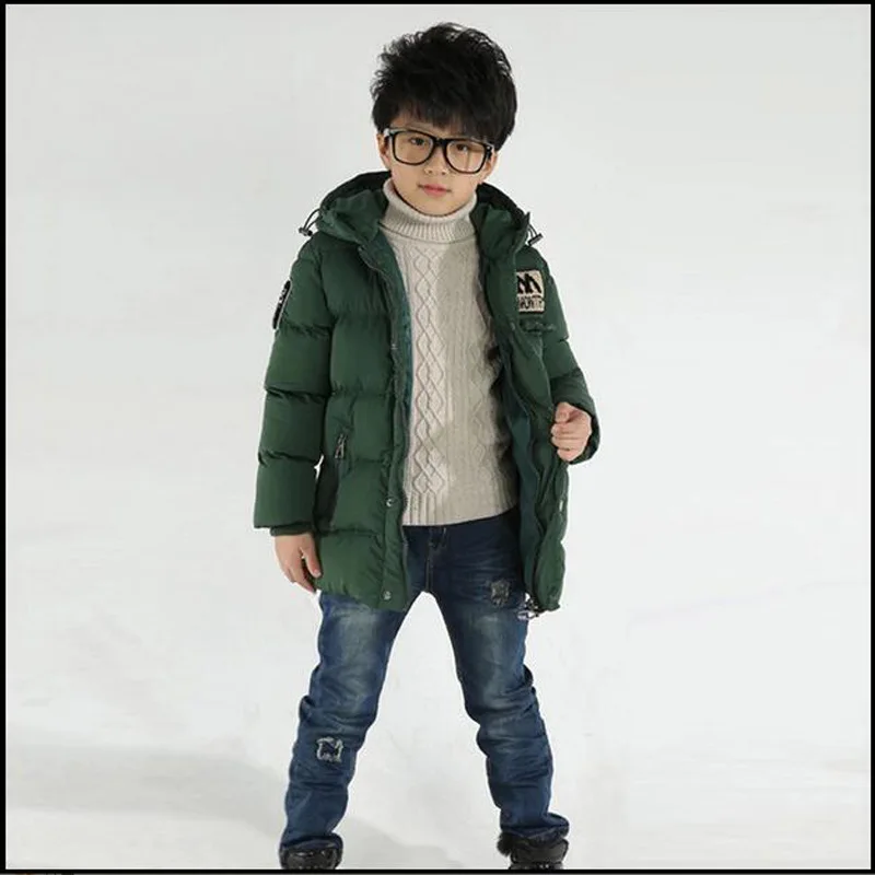 

Boys coat 2019 new boys winter solid color thick hooded cotton jacket Down & Parkas