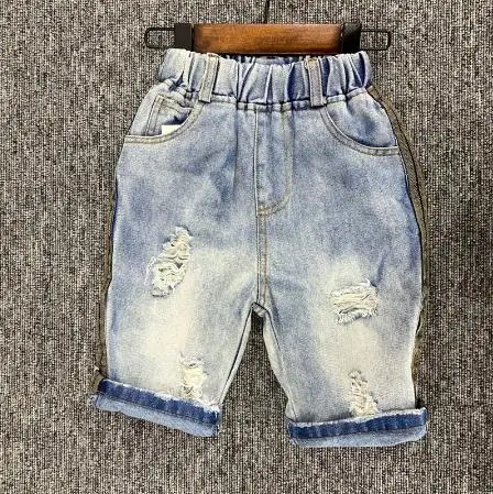 

Boys clothing suit summer cartoon striped short-sleeved retro washed jeans children boys set 2-6Y