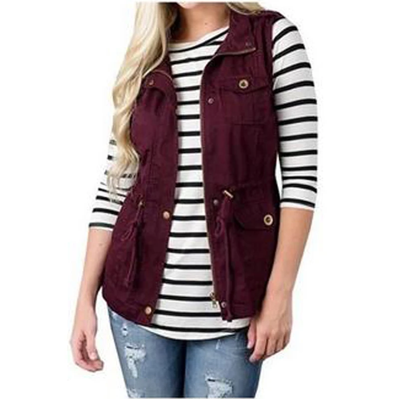 Женский жилет в стиле сафари армейский топ со шнурком и карманами | Женская