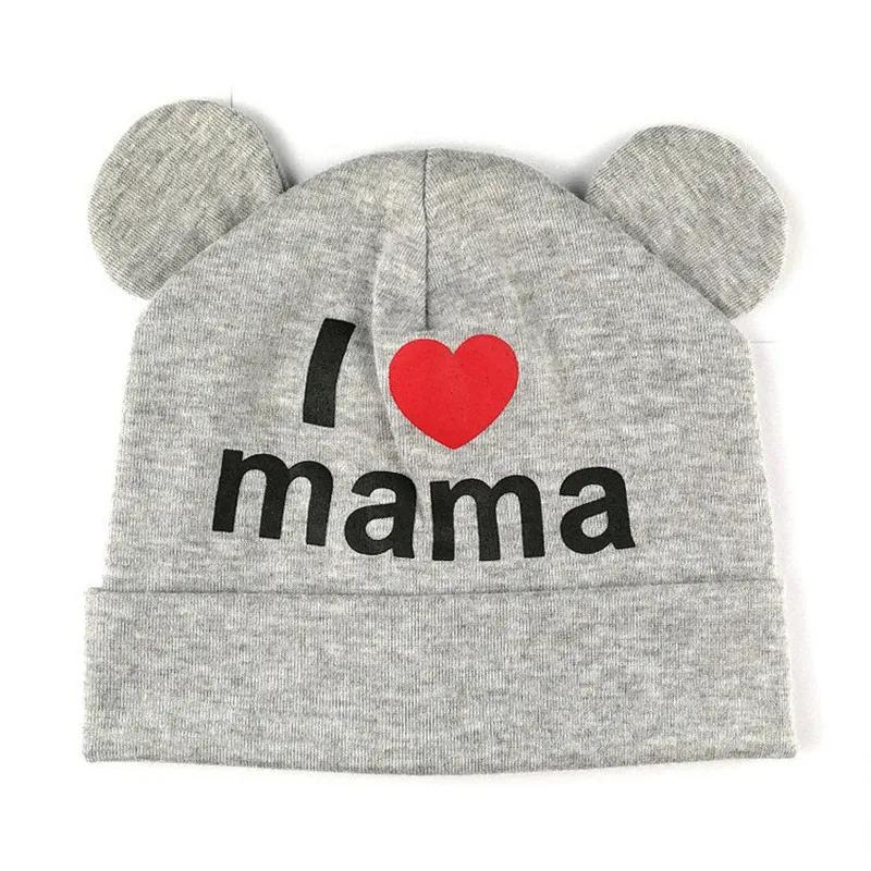 Шапка-бини шапочка для новорожденного хлопковые шапки с принтом I Love Mama маленьких