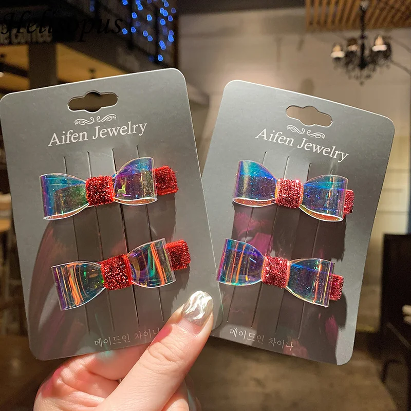 1 комплект Фэнтези Прозрачный Красочный бант заколки для волос женщин девочек