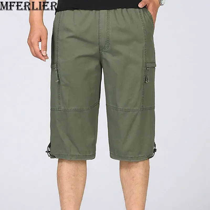 

MFERLIER мужские укороченные штаны повседневные размера плюс 5XL 6XL обхват талии 70-116 см мужские шорты 4 вида цветов