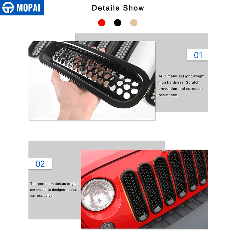 MOPAI гоночные грили для Jeep Wrangler JK 2007+ Автомобильная передняя вставка сотовая решетка крышка украшение для Jeep Wrangler аксессуары