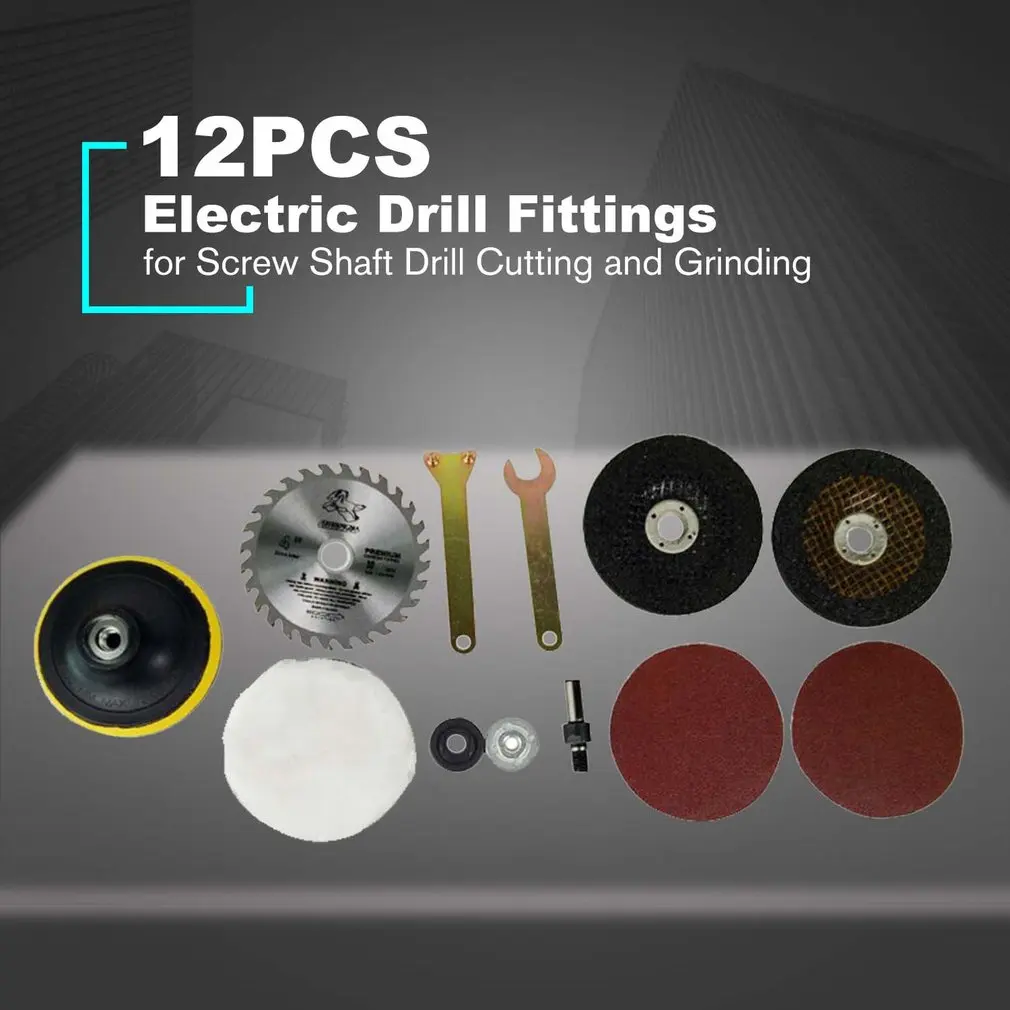 12PCS Electric Drill Fittings for Screw Shaft Viscose Disc Converter Rod Hand Angle Mill Cutting and Grinding Set | Инструменты