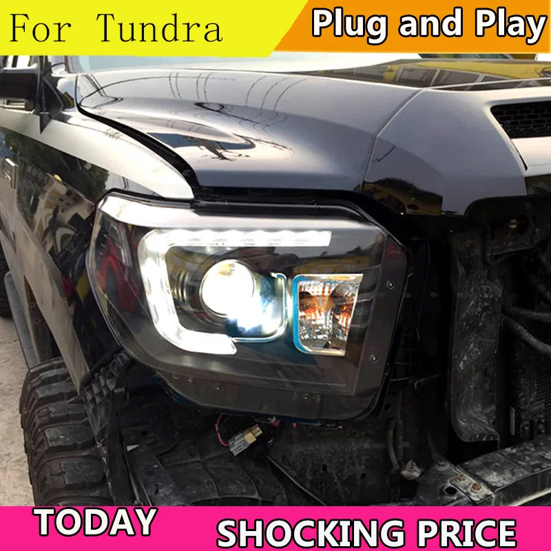 Автомобильные фары doxa для Toyota Tundra Sequoia 2014 2019 года ДХО передние Биксеноновые линзы