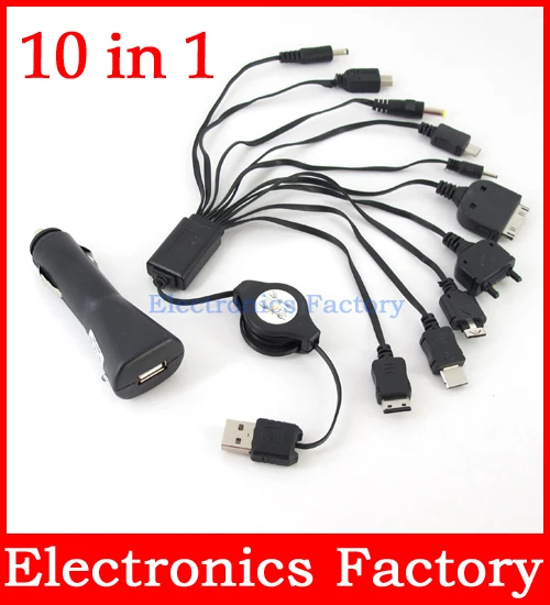 Универсальный 12 В автомобилей 10 в 1 питание от порта USB многофункциональный