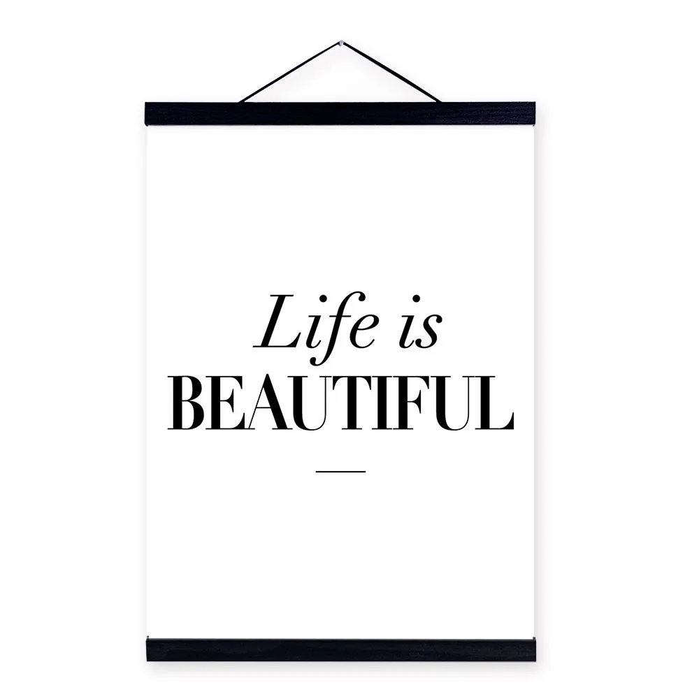Modern Black White Nordic Beautiful Life Typography Quote A4 Art Print Poster Wall Picture Living Room Canvas Painting No Frame | Дом и сад