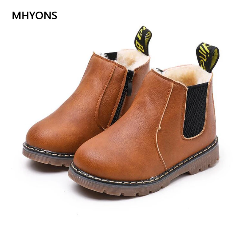 Новинка 2018 зимние детские ботинки MHYONS популярные Martin для отдыха Нескользящие