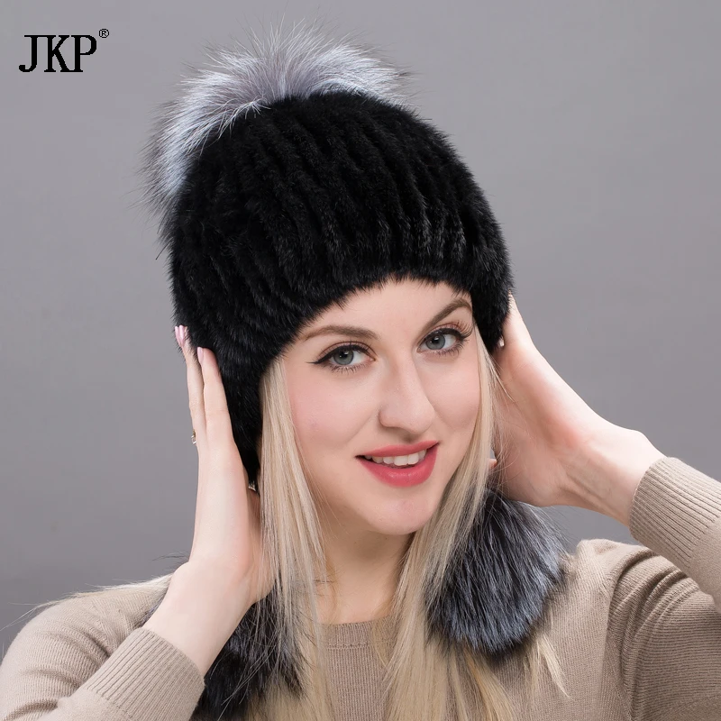 JKP новый натуральный мех норки шляпы с натуральным мехом Зимние закрывающие уши