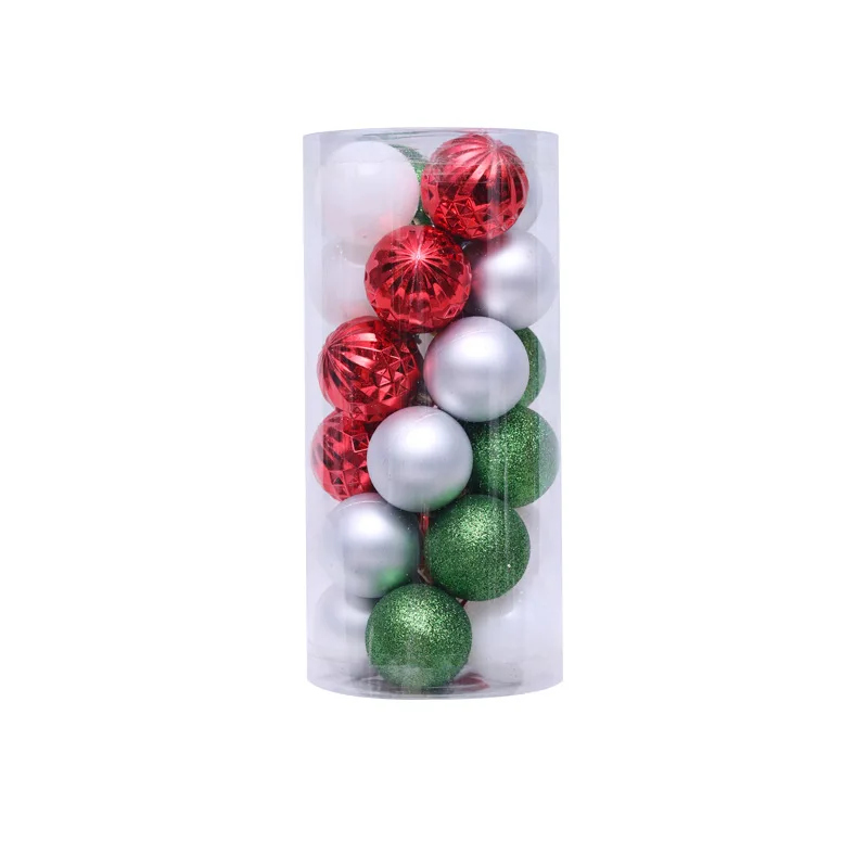 F 24pcs 4cm Red Green White Christmas Balls Tree Decoration Plastic Ball New Year Xmas Ornaments Tree Hanging Ball Ornament - Цвет: F