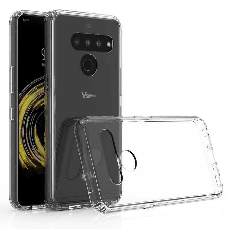 Чехол бампер из ТПУ для LG V50 Твердый акриловый прозрачный Гибридный чехол