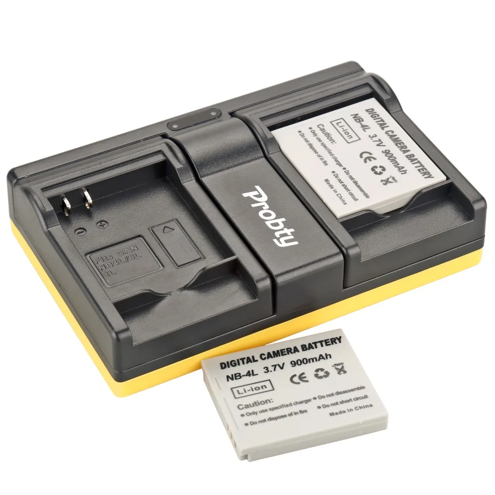 Probty 2 шт. NB-4L NB 4L Камера Батарея + USB Dual Зарядное устройство для Canon IXUS 50 55 60 65 80 75 100 I20