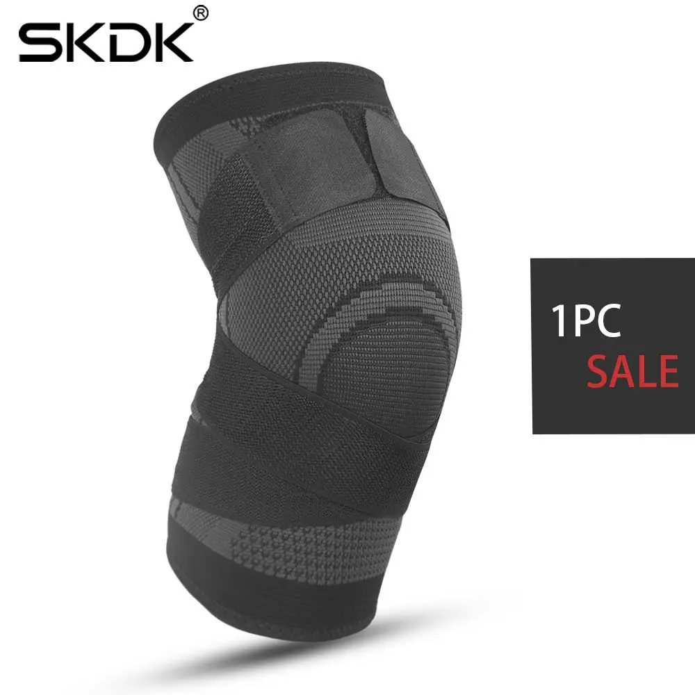 Black SKDK 1 шт. Противоскользящий компрессионный наколенник Поддержка тренажерный зал Спорт Баскетбол Бег Велоспорт бадминтон комфорт наколенник - Цвет: Black