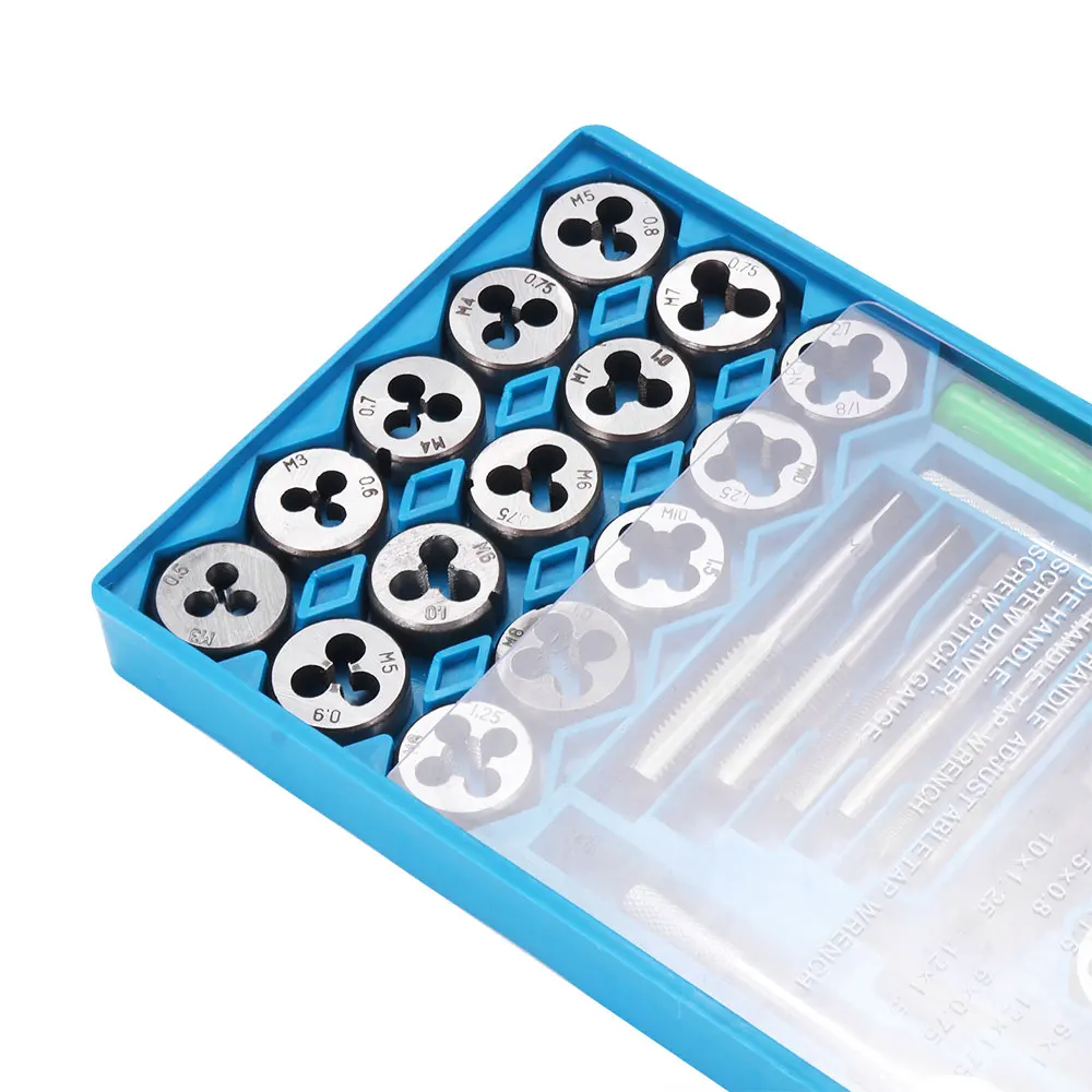 40PCS in 1 Metric Hand Tap Set Screw Thread Plugs Straight Taper Reamer Tools Adjustable Taps Dies Wrench For Car Repairing Tool |
