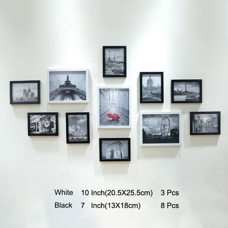 photo frame 11 шт классическая фоторамка на стене висит 7 10 дюймов Свадебные пара рекомендация рамки подарок домашний декор - Цвет: photo frame