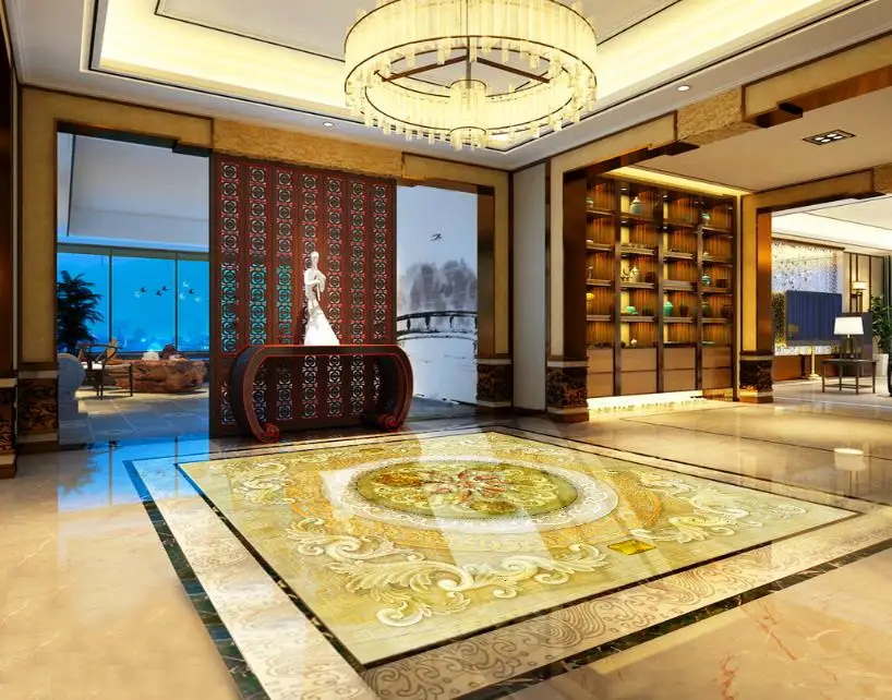 3D Floor Nine Fish Figure Marble Photo Wallpaper Flooring Wall Household Mural Rolls For Livingroom Hotel Mall Bedroom | Обустройство