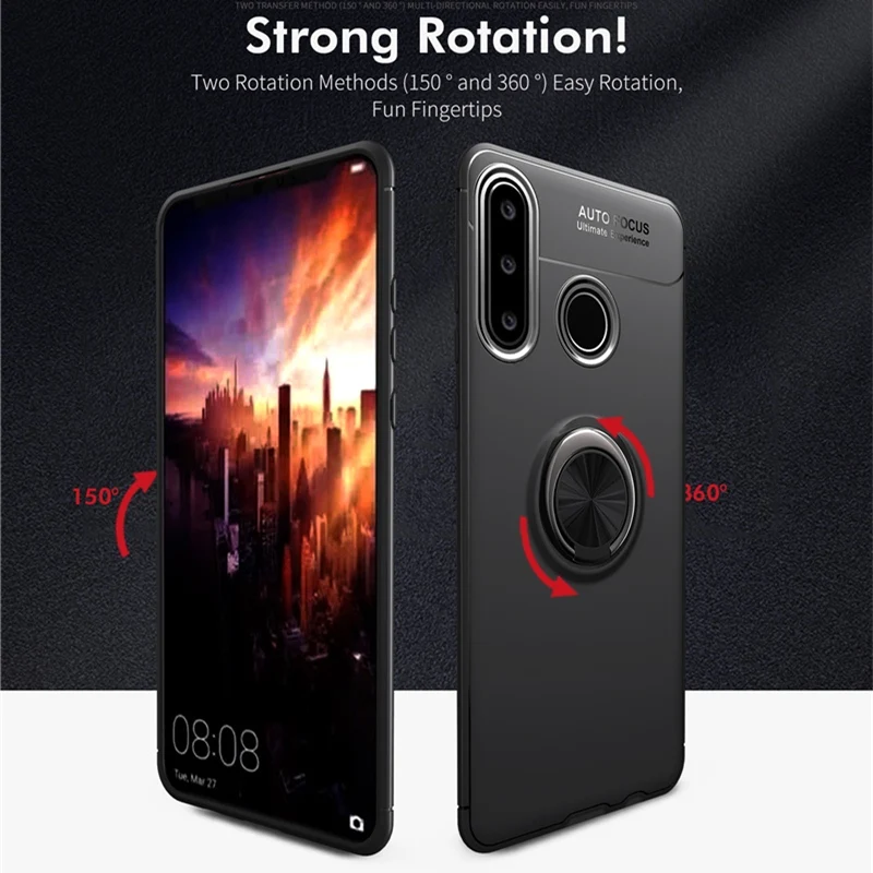 Чехол подставка с магнитным кольцом для OPPO Realme 3 силиконовая Мягкая задняя крышка