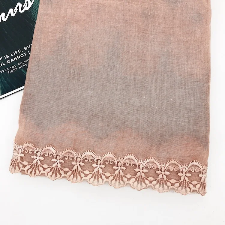 Красивый кружевной Цветочный шарф однотонные мусульманские хиджабы тюрбан