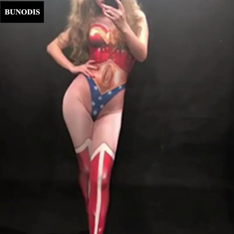 BU171 Wonder Woman сексуальный комбинезон для ночного клуба и вечерние выступление