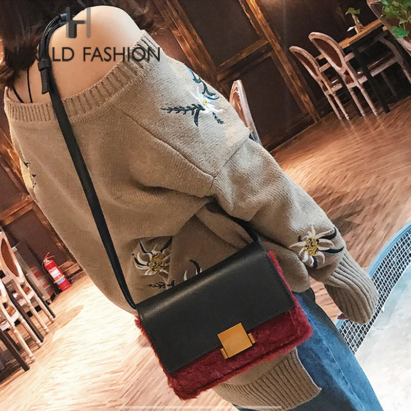 Herald Fashion кожаная сумка с клапаном и мехом Высококачественная женская со